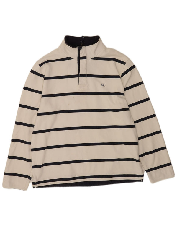 Crew Clothing Felpa con collo con zip da uomo Maglione 2XL Cotone a righe bianche