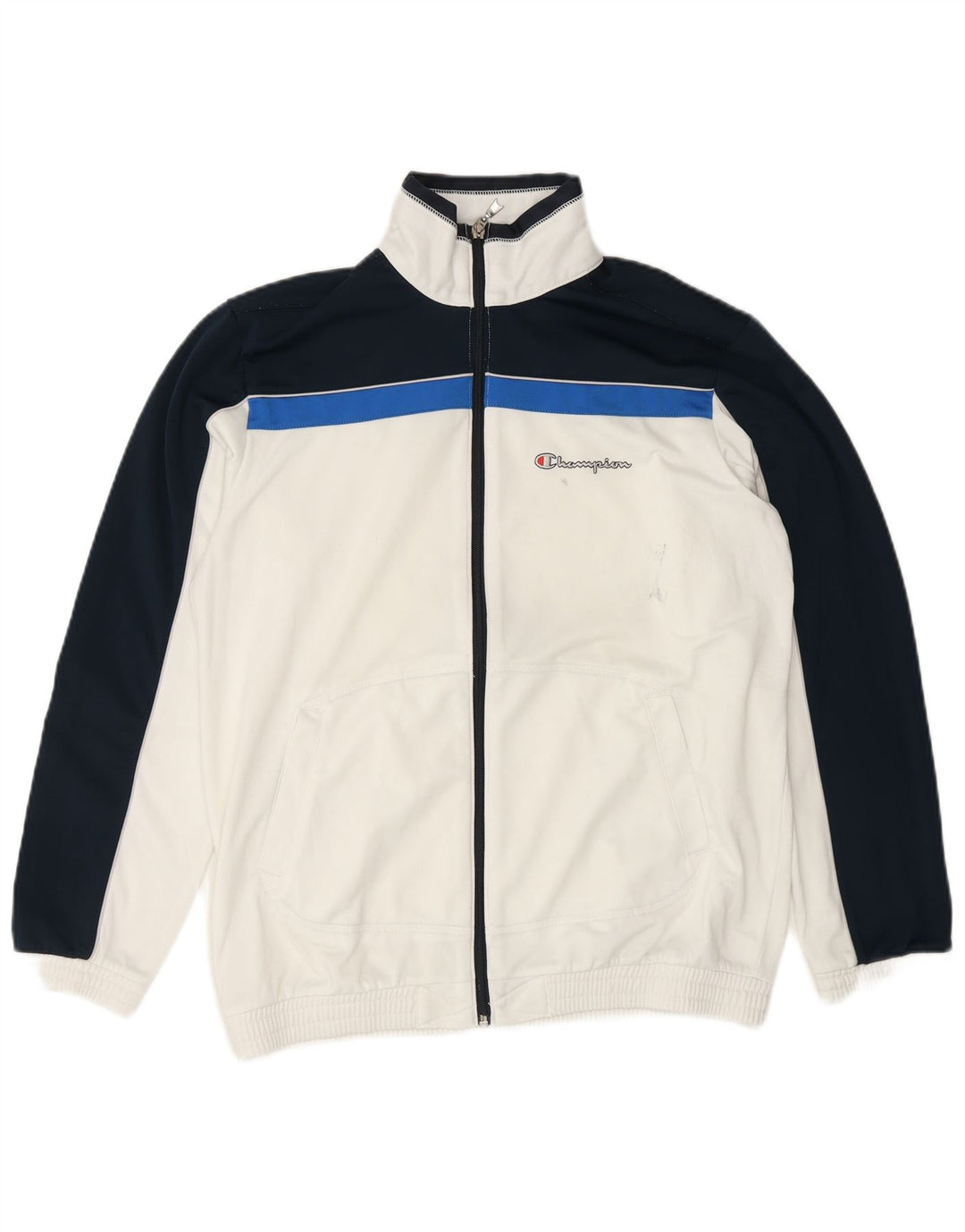 CHAMPION Boys Tracksuit Top Jacket 13-14 Years XL White Colourblock