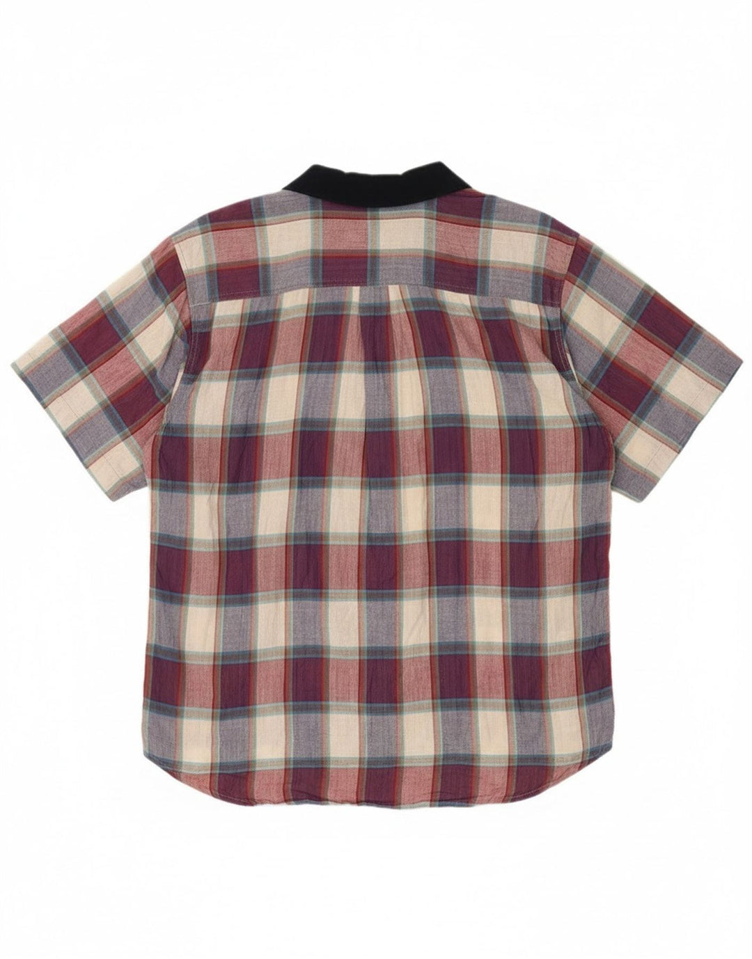 Camicia vintage da uomo a maniche corte in cotone a quadri multicolore grande