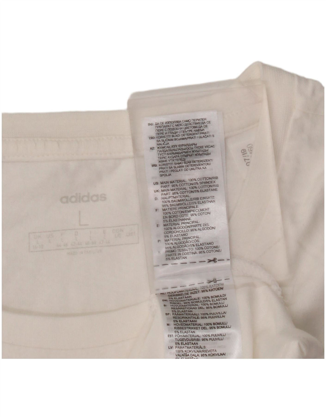 T-shirt grafica da donna ADIDAS Top UK 16/18 grande cotone bianco