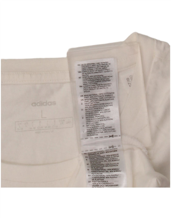 T-shirt grafica da donna ADIDAS Top UK 16/18 grande cotone bianco