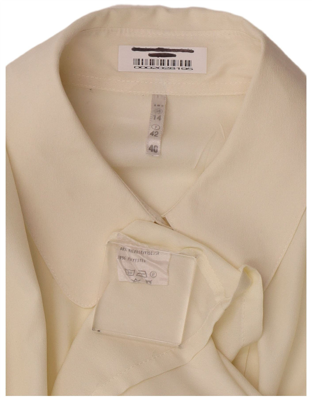 Camicetta camicia vintage da donna UK 14 viscosa bianco sporco medio