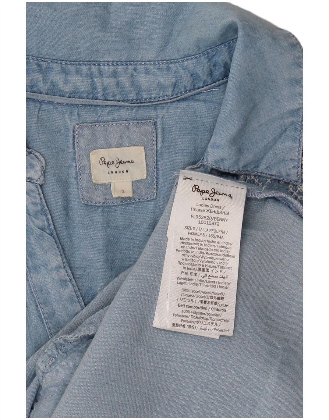 PEPE Jeans Abito da tenda senza maniche da donna UK 10 Piccolo Lyocell blu Fair Isle