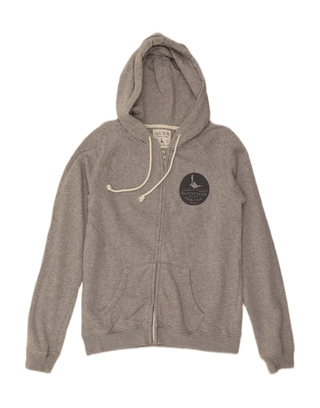 JACK WILLS Maglione con cappuccio e zip da donna UK 12 Cotone screziato grigio medio