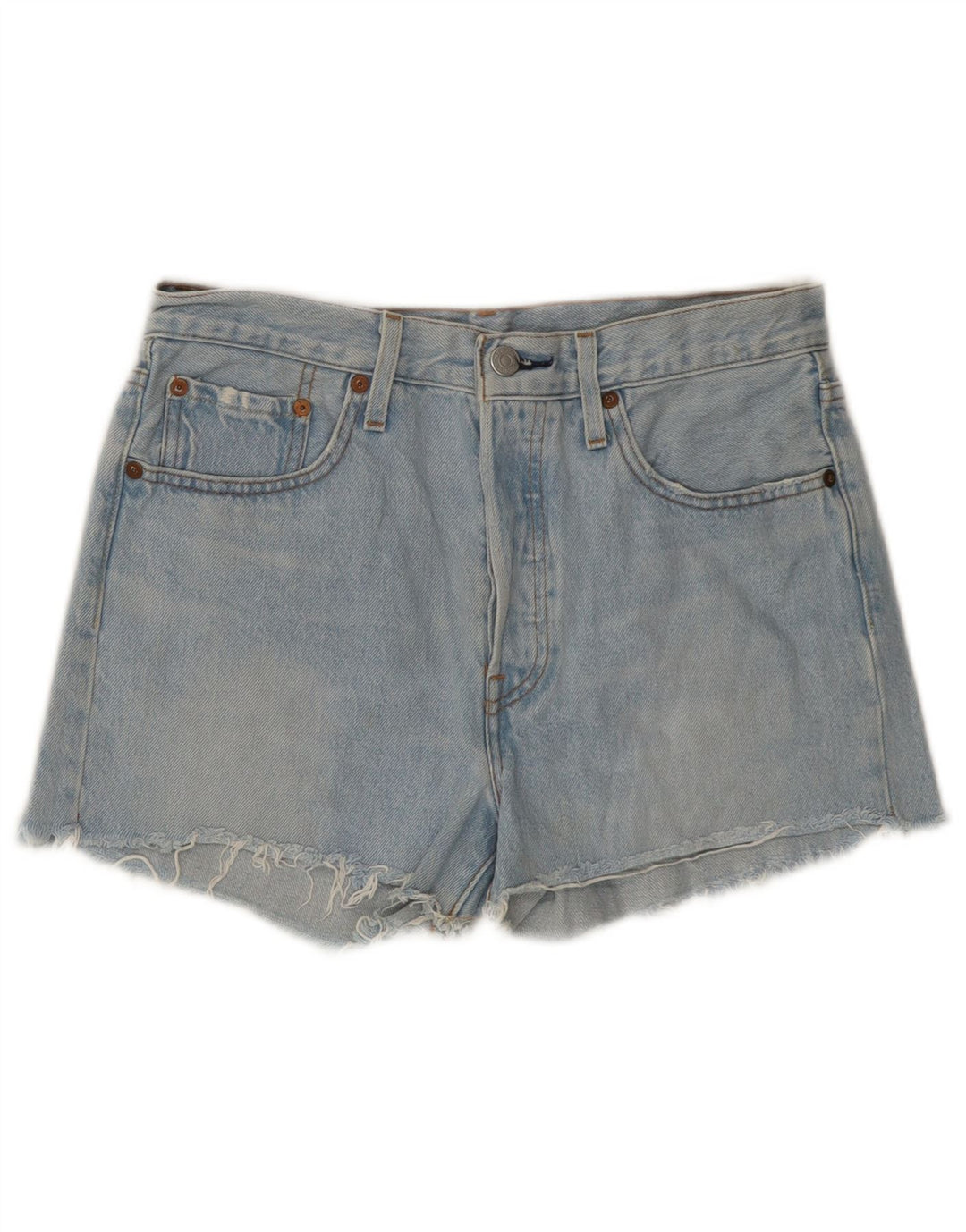 LEVI'S Pantaloncini di jeans a vita alta 501 da donna W26 piccoli in cotone blu