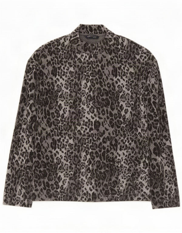 Marks & Spencer Top da donna a maniche lunghe UK 8 Small Grey Animal Print