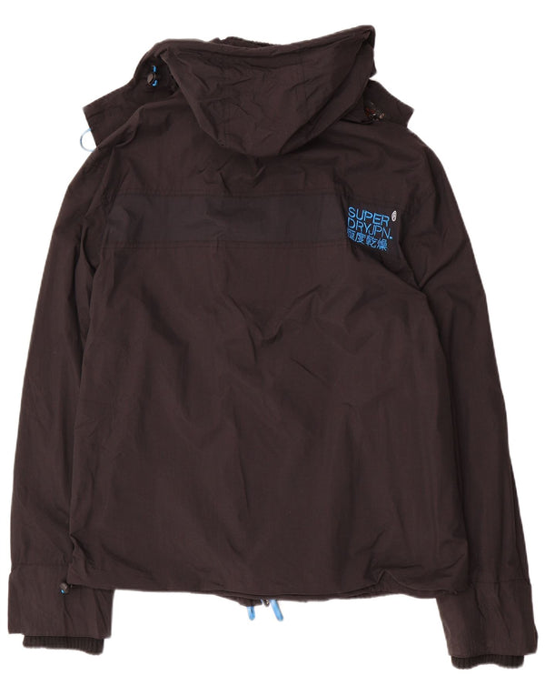 Giacca antipioggia da uomo con cappuccio grafico Superdry Windcheater UK 44 2XL nylon nero
