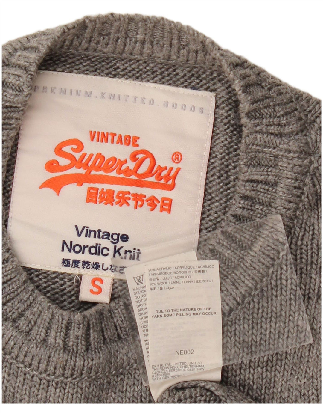 Maglione da uomo girocollo Superdry Small Grey Fair Isle acrilico