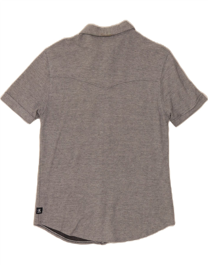 CALVIN KLEIN JEANS Mens Short Sleeve Shirt Medium Grey Cotton Vintage Calvin Klein Jeans and Second-Hand Calvin Klein Jeans from Messina Hembry 