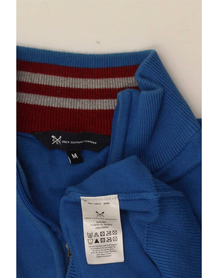 Crew Clothing Maglione da uomo con zip e collo in cotone blu medio