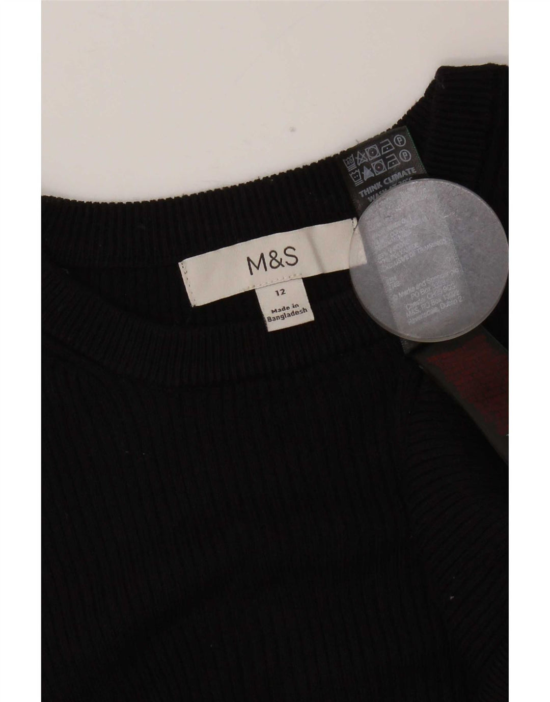 Marks & Spencer Top da donna a maniche lunghe UK 12 Medium Black Viscosa