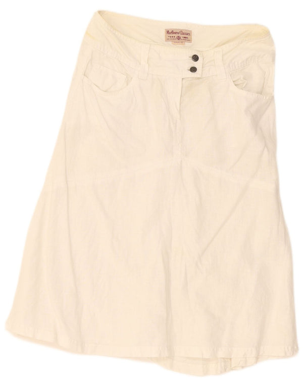 Gonna a trapezio da donna Marlboro Classics EU 42 Large W30 Lino bianco