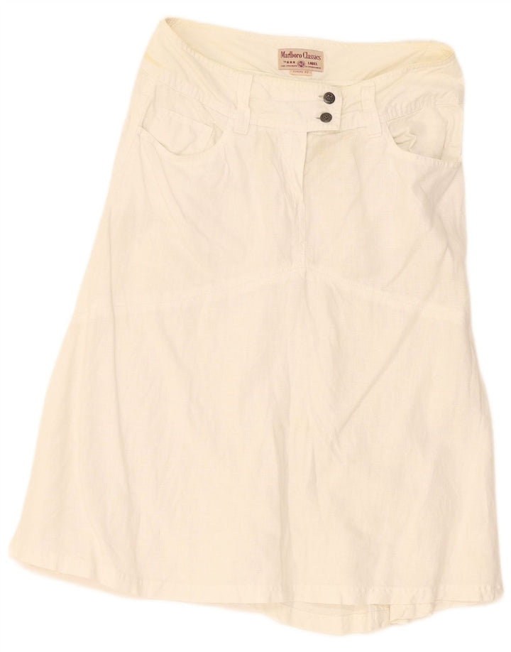 Gonna a trapezio da donna Marlboro Classics EU 42 Large W30 Lino bianco