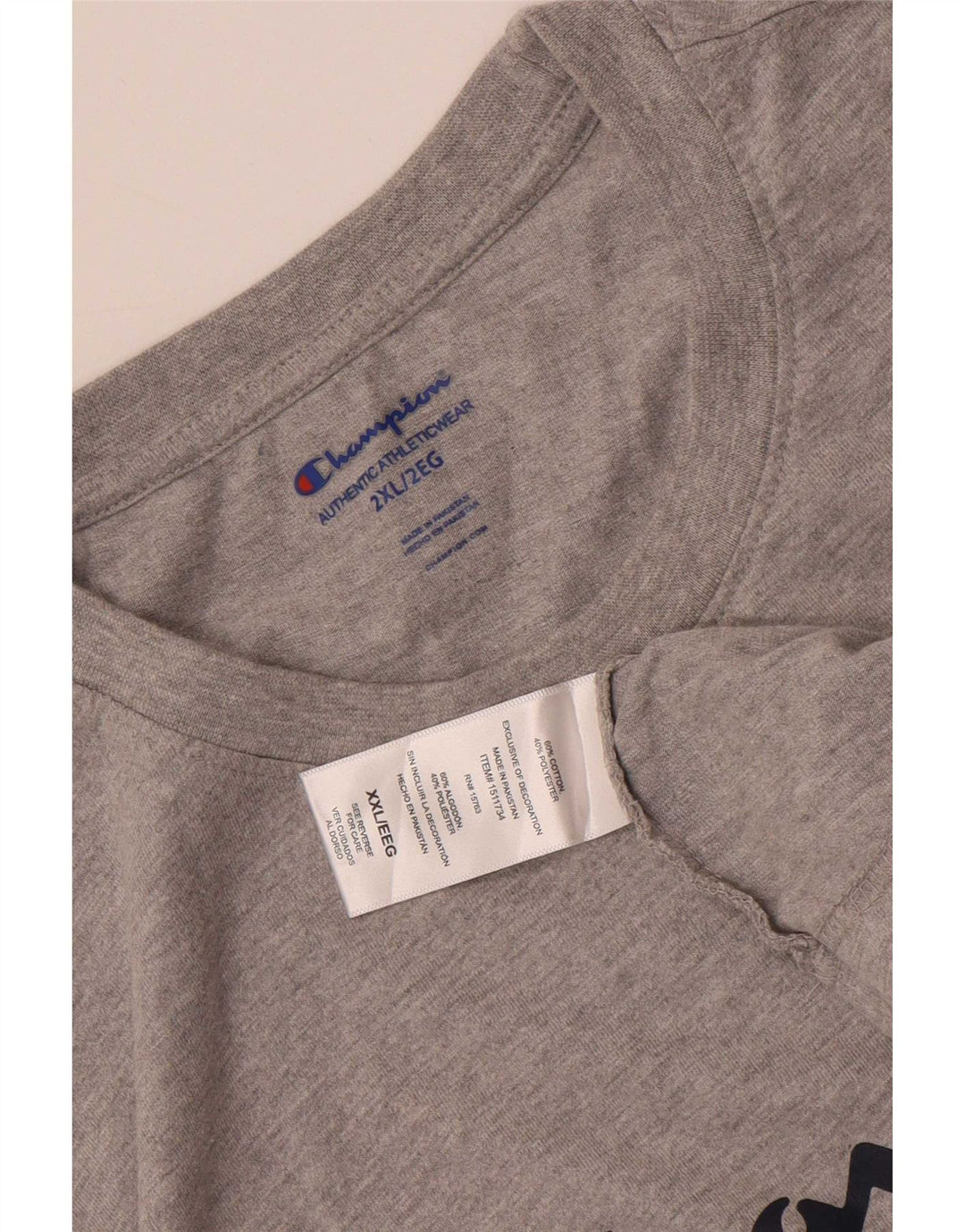 T-shirt grafica da uomo Champion Top 2XL cotone grigio