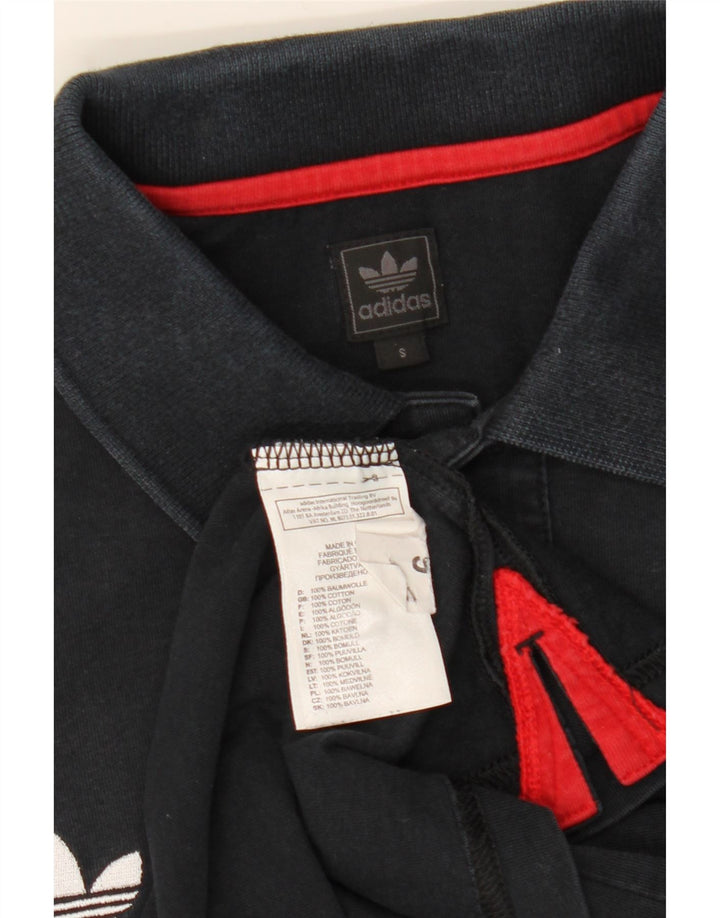 Polo ADIDAS da uomo piccola in cotone color block nero