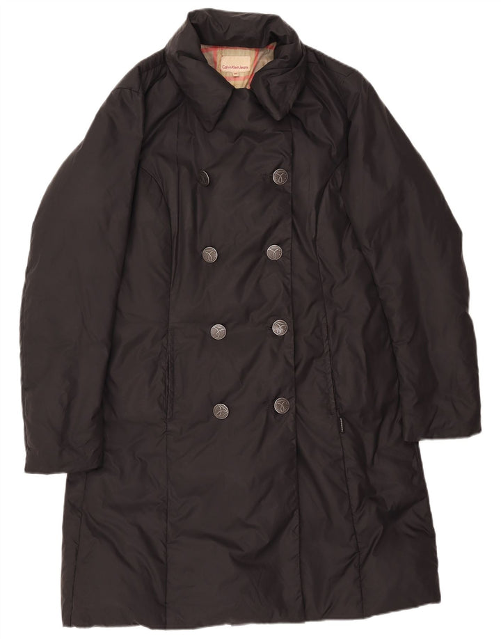 Cappotto imbottito doppio petto da donna Calvin Klein Jeans UK 14 medio nero