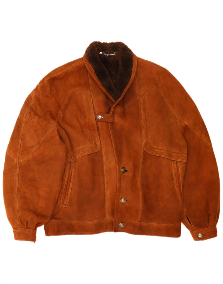 Giubbotto in shearling vintage da uomo IT 54 2XL Marrone