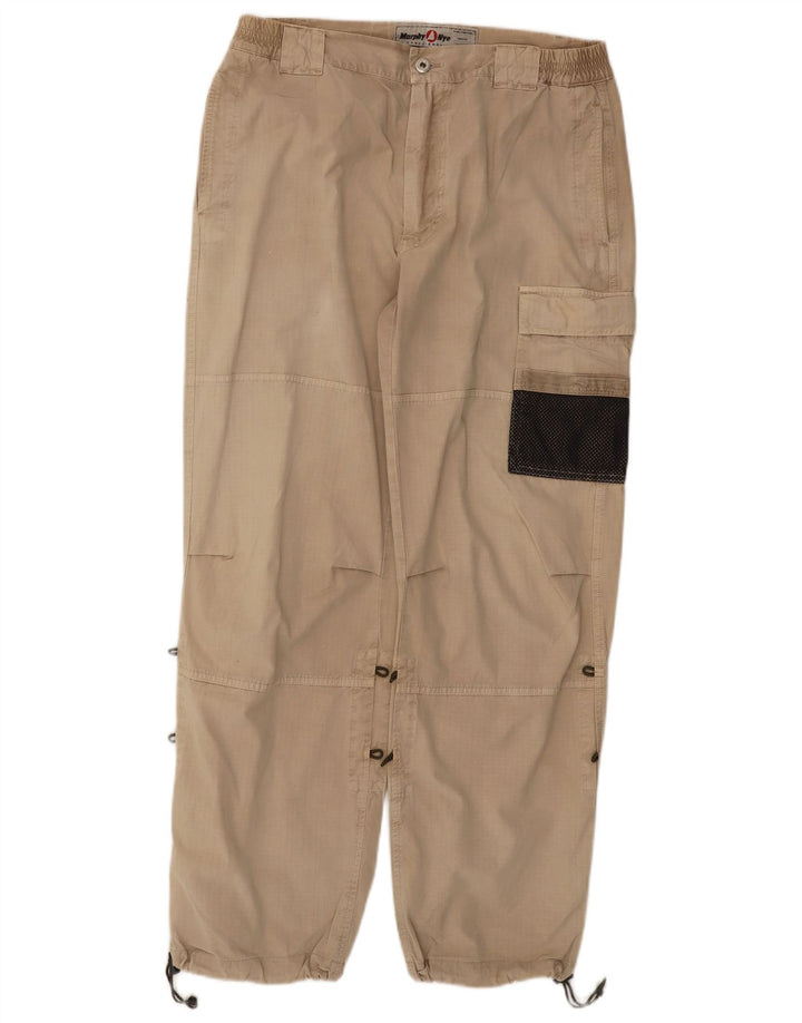 Pantaloni cargo da jogging da uomo Murphy & Nye W36 L30 in cotone beige