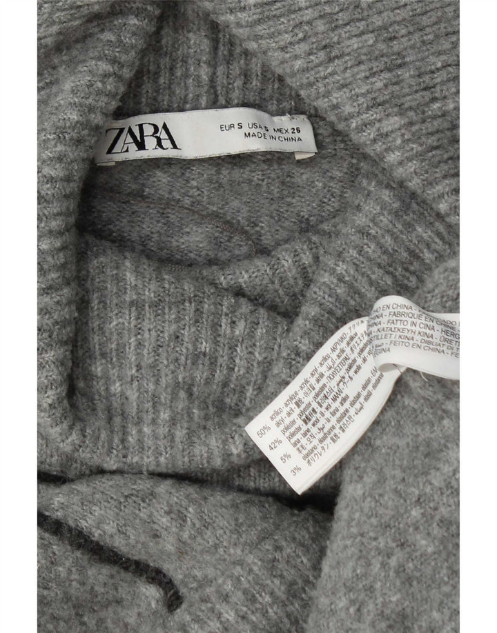 Maglione maglione oversize con collo alto da donna Zara UK 10 piccolo acrilico grigio