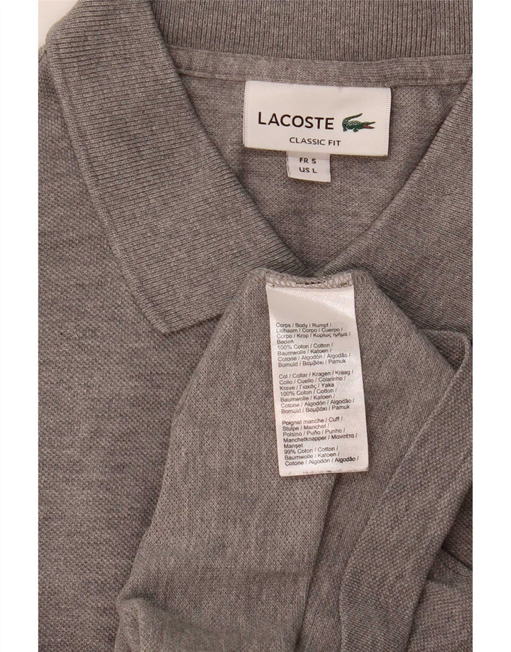Polo da uomo Lacoste vestibilità classica taglia 7 grande in cotone grigio