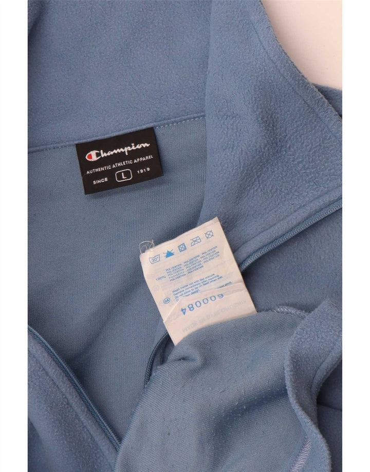 Maglione in pile da uomo Champion con zip e collo grande in cotone blu