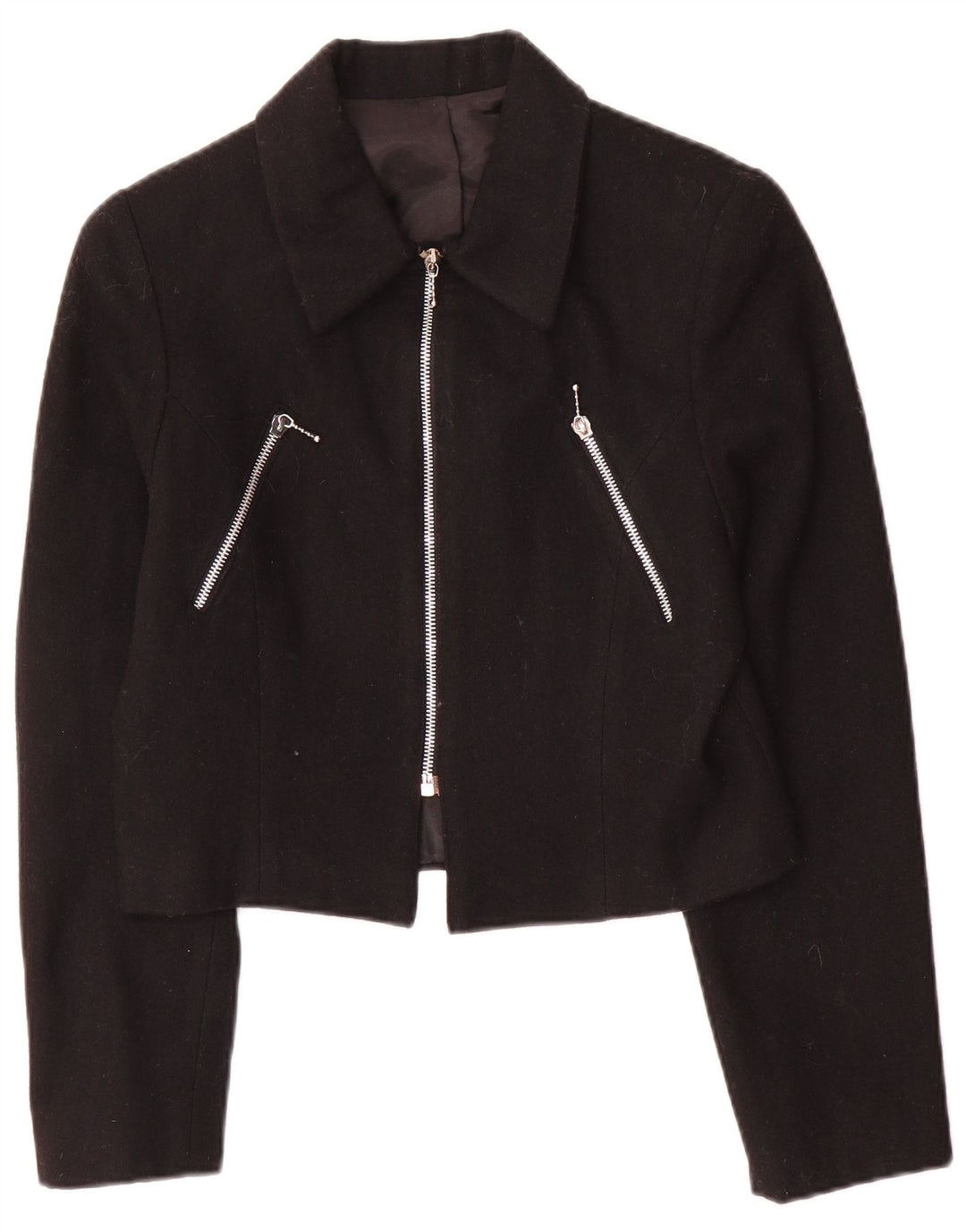 Giacca blazer corta da donna vintage IT 42 lana nera media