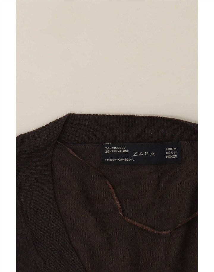 Maglione Zara da donna con scollo a V UK 12 Viscosa grigio medio