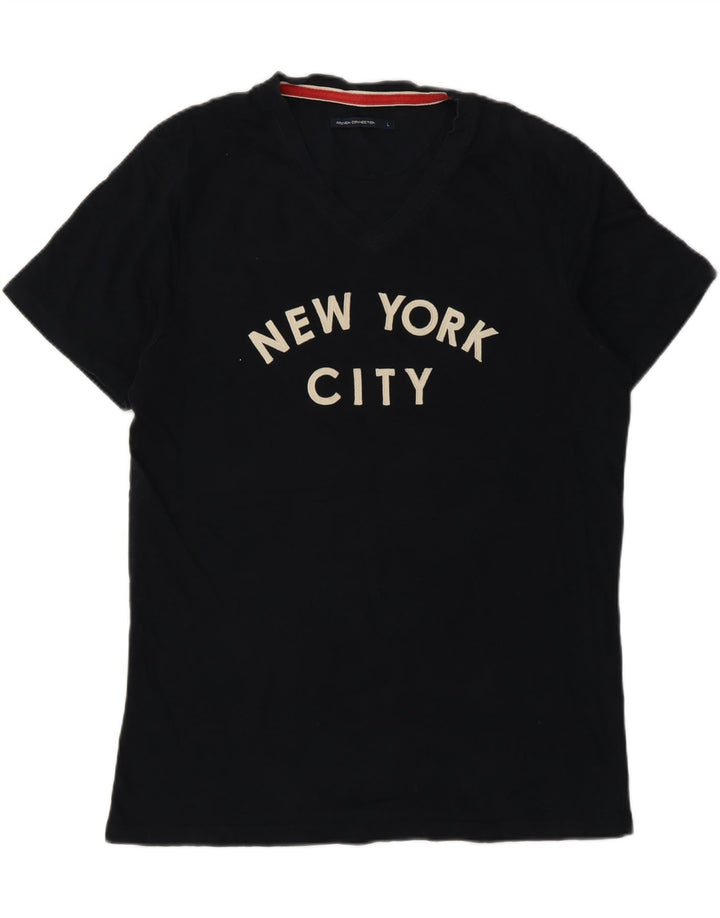 T-shirt grafica da uomo French Connection Top grande in cotone blu navy