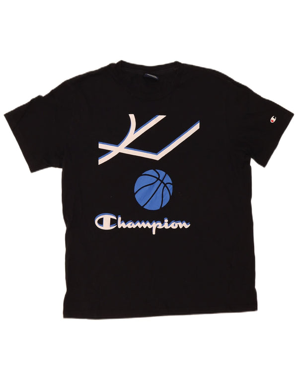 T-shirt grafica da uomo Champion Top media nera