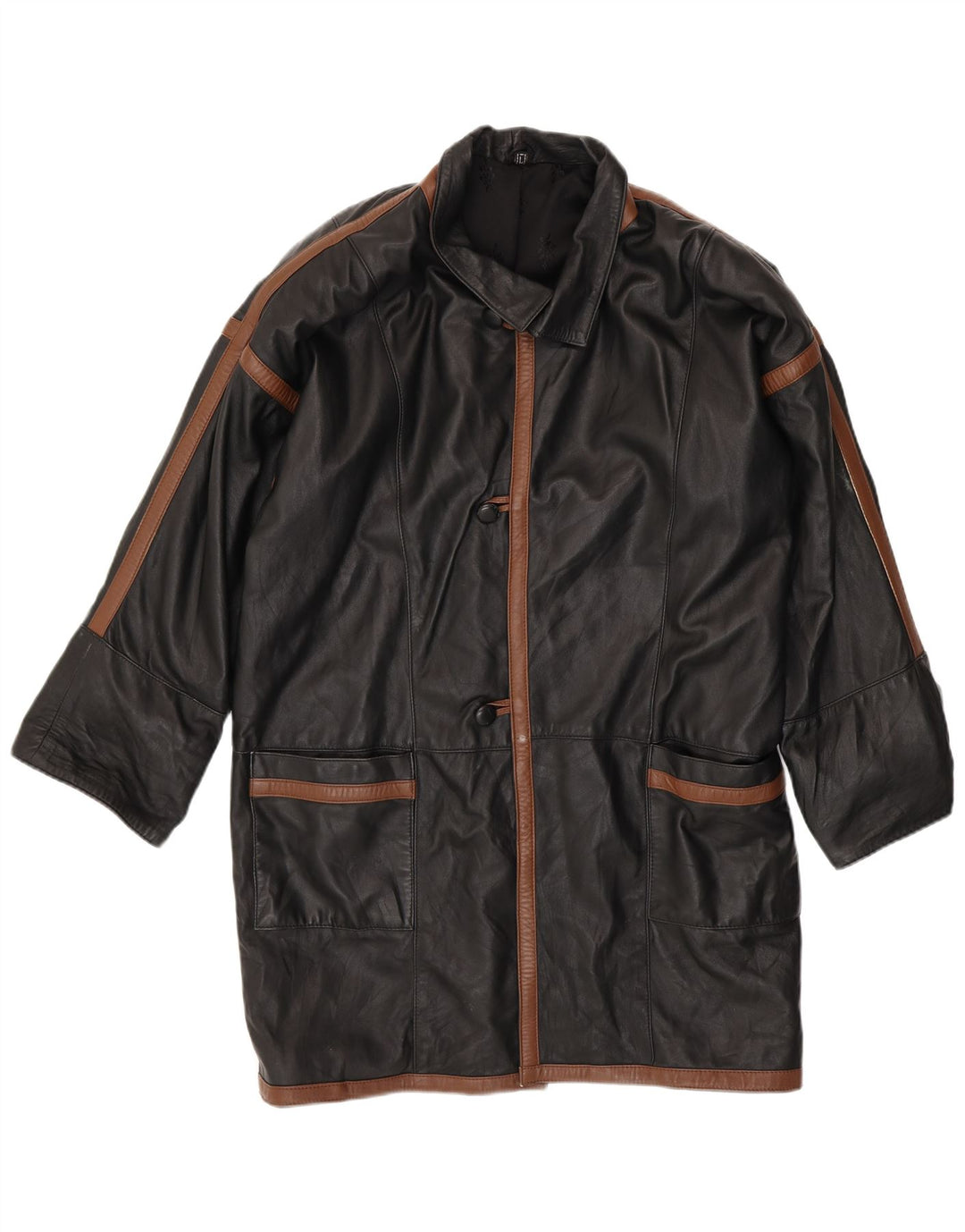 Cappotto in pelle da uomo VINTAGE UK 40 Large Black Colourblock