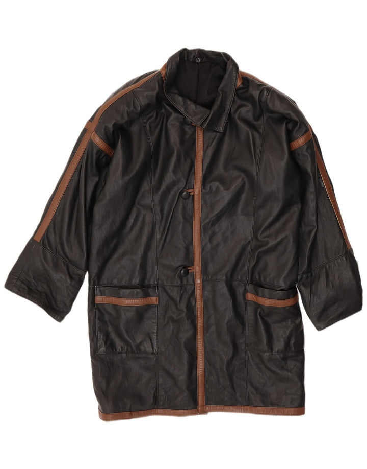 Cappotto in pelle da uomo VINTAGE UK 40 Large Black Colourblock