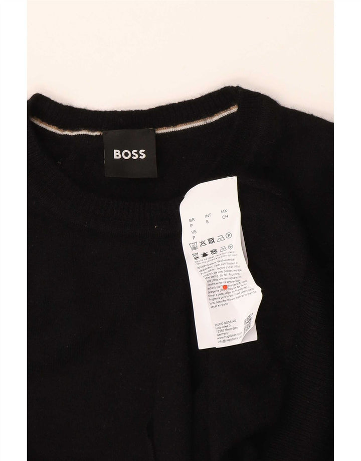 Maglione maglione girocollo da uomo Hugo Boss piccolo in lana vergine nera