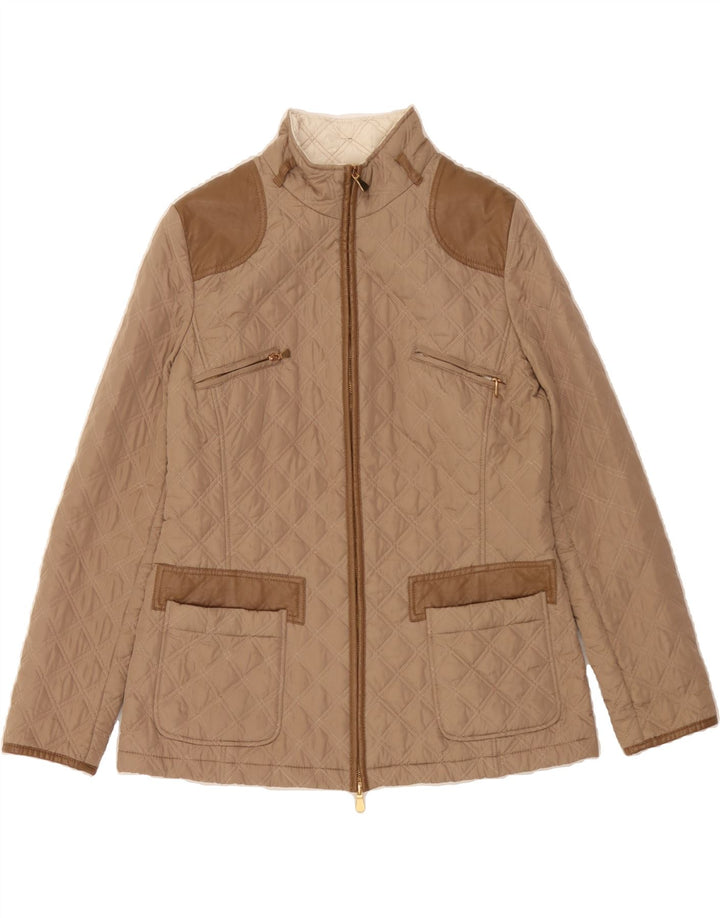 LUISA SPAGNOLI Womens Quilted Jacket UK 14 Medium Brown Polyester Vintage Luisa Spagnoli and Second-Hand Luisa Spagnoli from Messina Hembry 