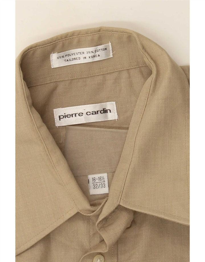 Camicia da uomo Pierre Cardin taglia 16 1/2 grande poliestere marrone