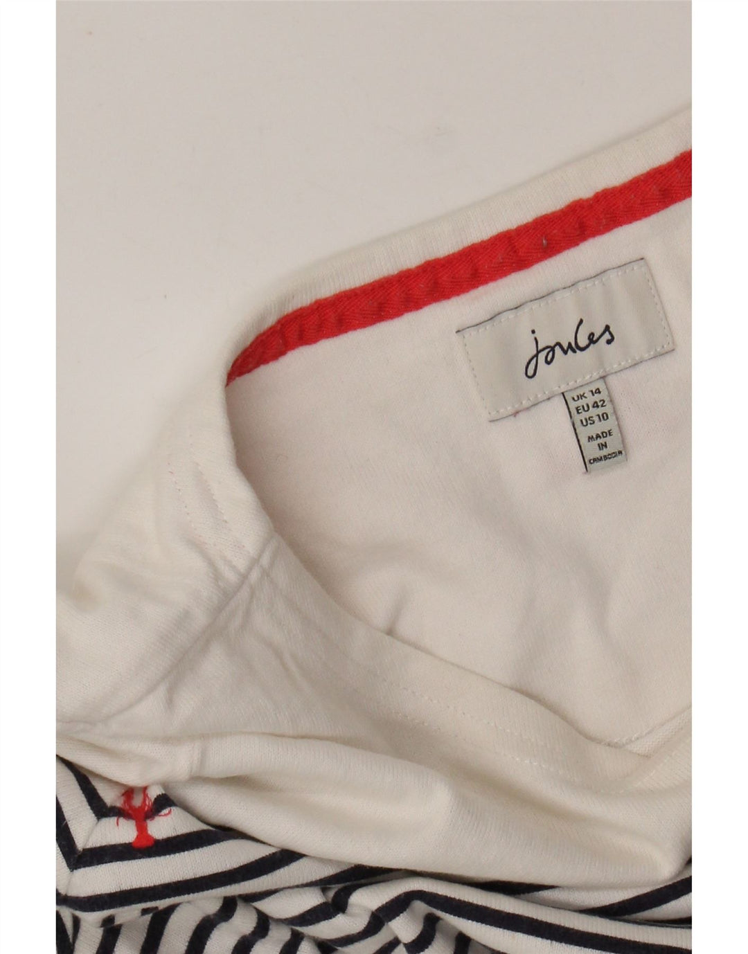 JOULES Top da donna a maniche lunghe UK 14 Large White Striped