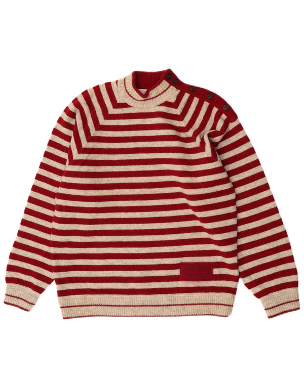 Maglione Trussardi Uomo Regular Fit con Collo a Bottoni a Righe Rosse Medie