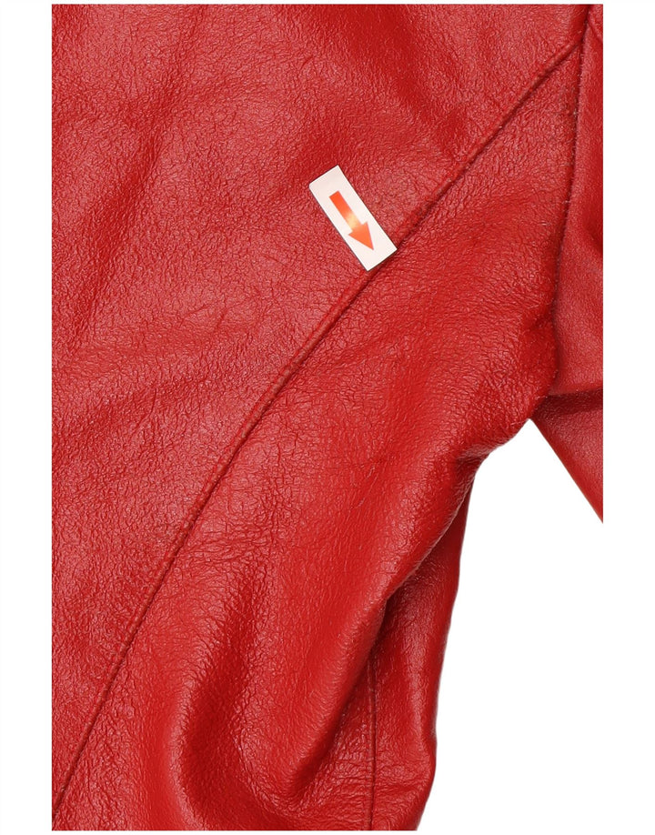 Giacca in pelle vintage da donna UK 14 in pelle rossa media