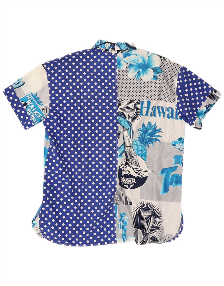 Camicia a maniche corte grafica da uomo Byblos IT 48 Blu medio floreale