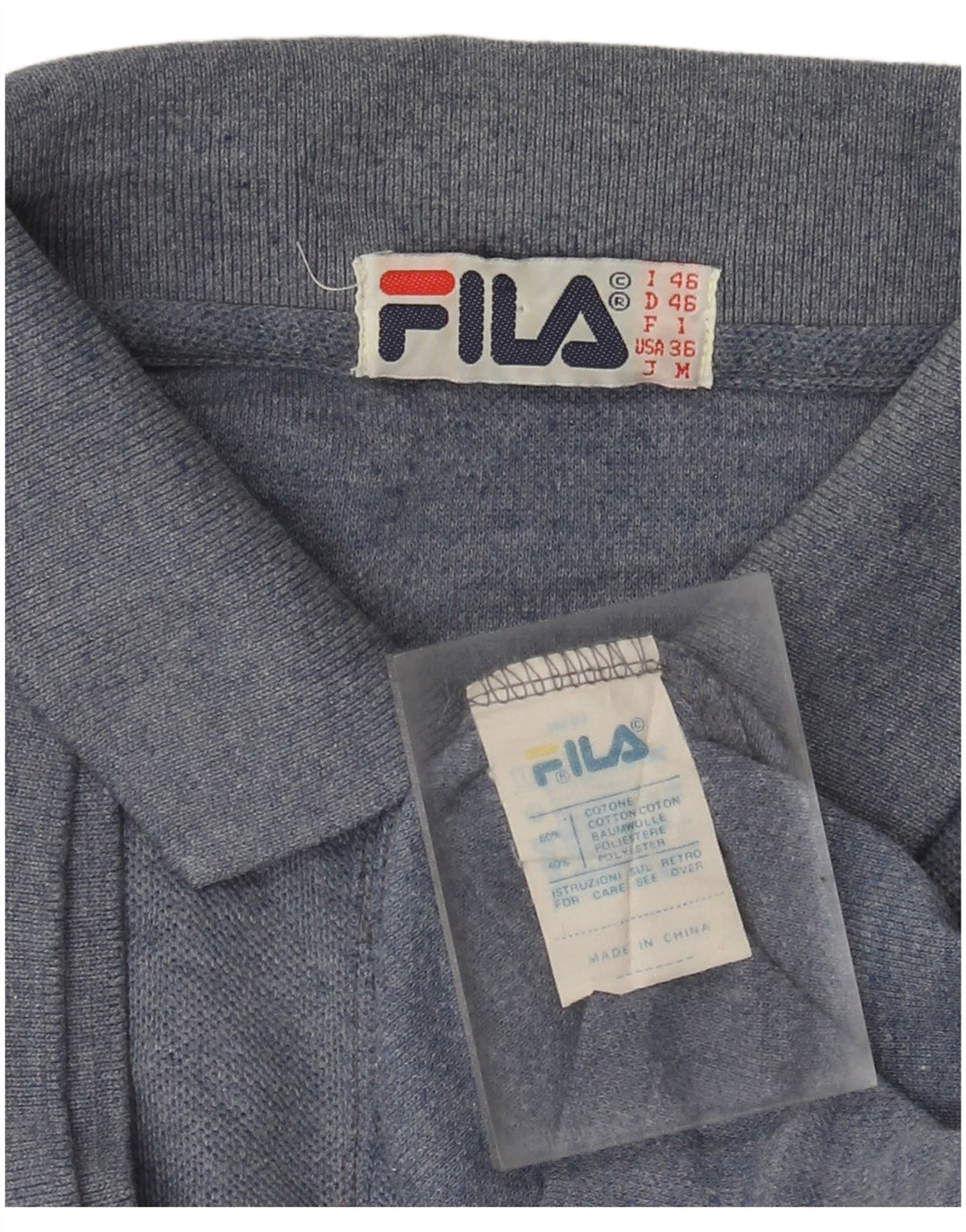 Polo da uomo Fila IT 46 Small in cotone screziato blu