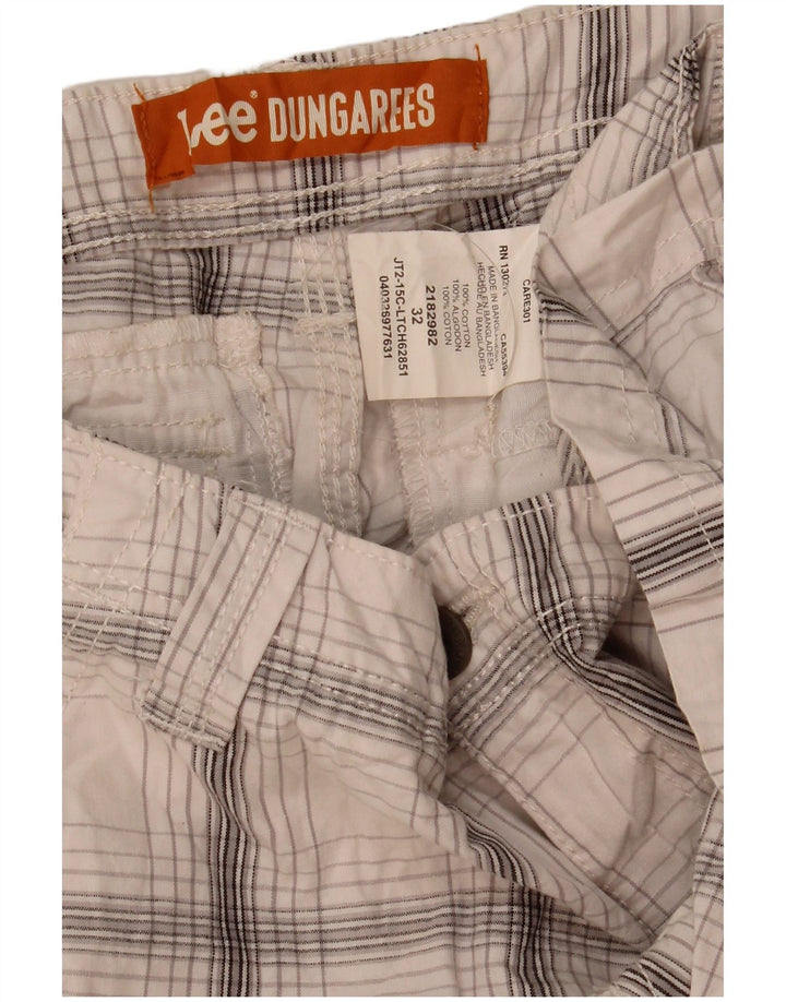 Pantaloncini cargo da uomo Lee W32 in cotone scozzese medio bianco