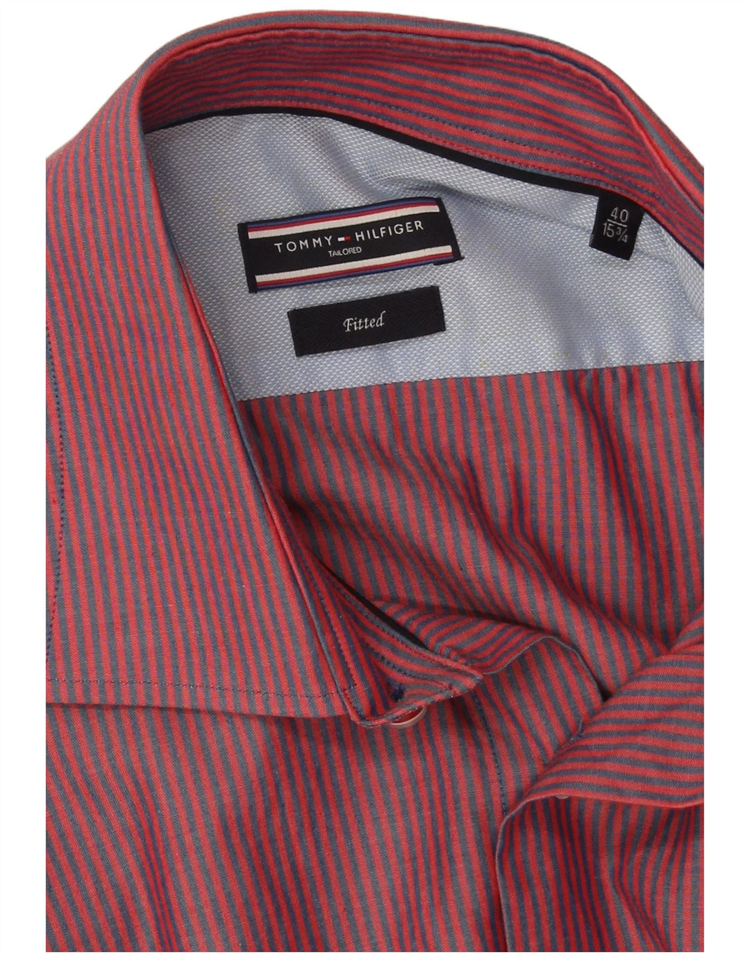 Camicia sartoriale da uomo Tommy Hilfiger taglia 40 15 3/4 gessato rosso medio