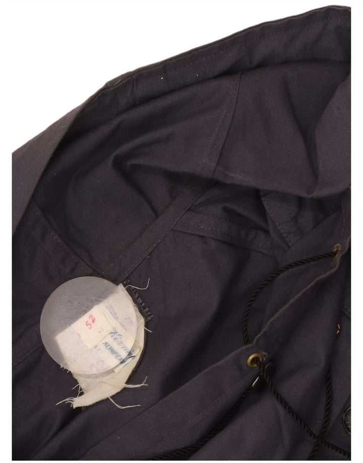 Giacca anorak da donna vintage con cappuccio IT 52 XL blu navy