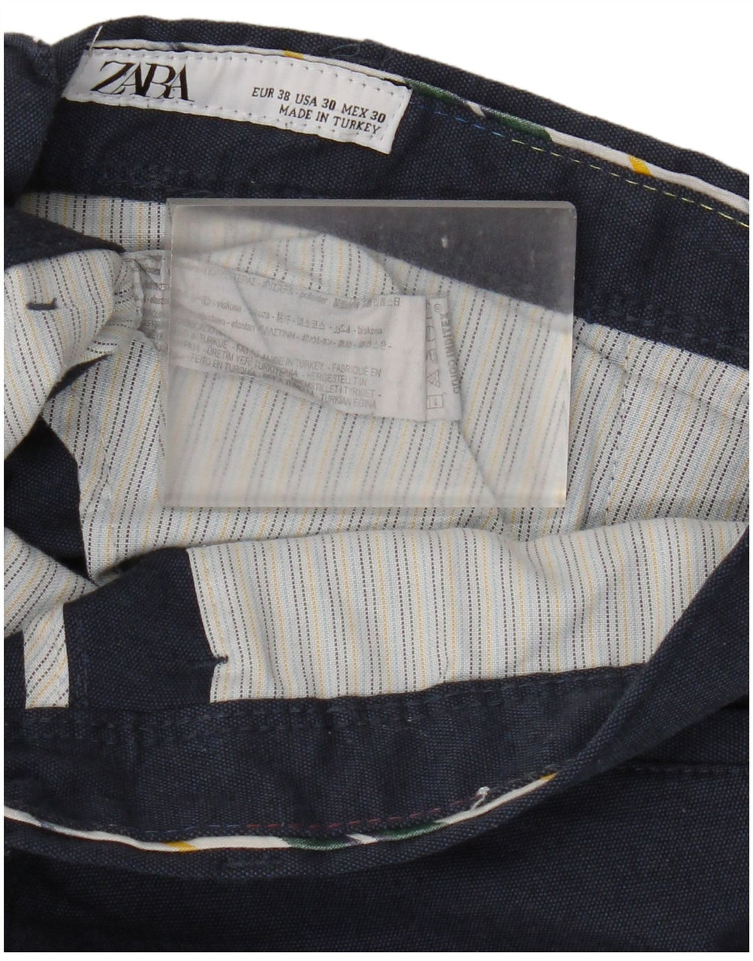 Pantaloni chino slim da uomo Zara EU 38 Small W30 L29 poliestere blu navy