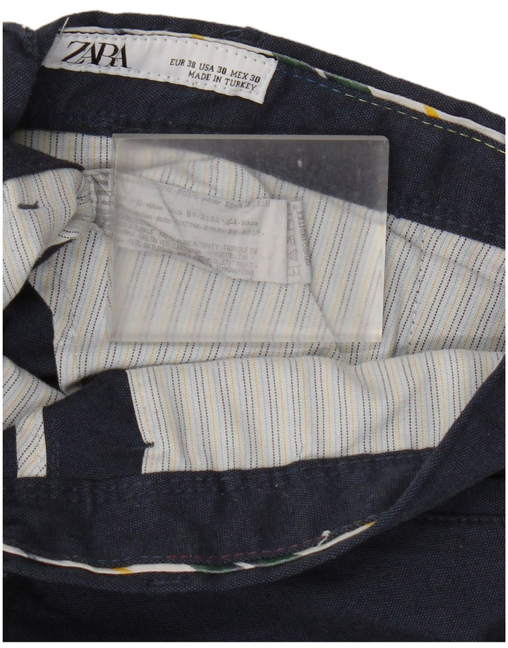 Pantaloni chino slim da uomo Zara EU 38 Small W30 L29 poliestere blu navy
