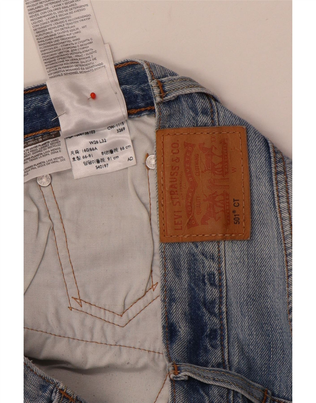 Jeans dritti invecchiati Levi's 501 CT da donna W26 L29 Blu