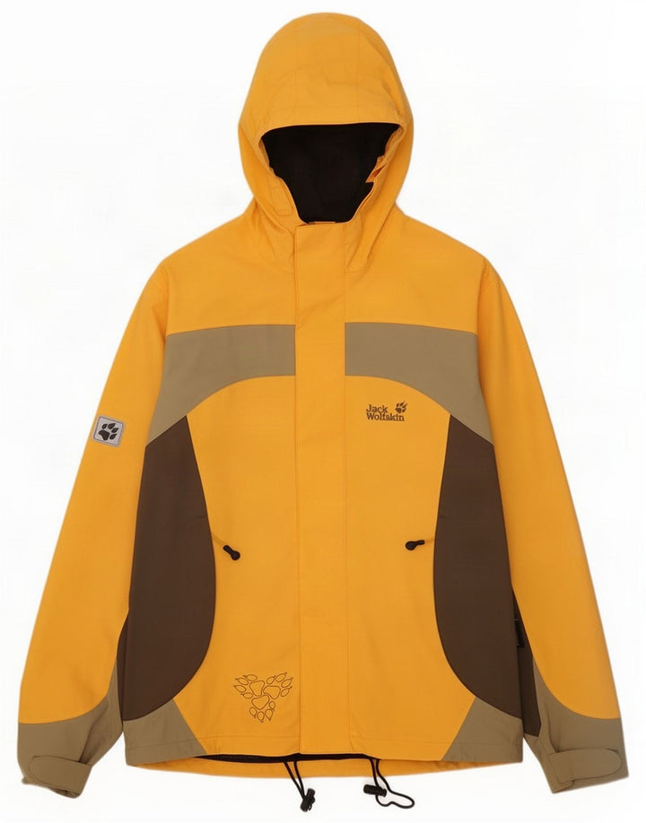 Giacca antipioggia grafica da ragazzo Jack Wolfskin 15-16 anni Colorblock giallo