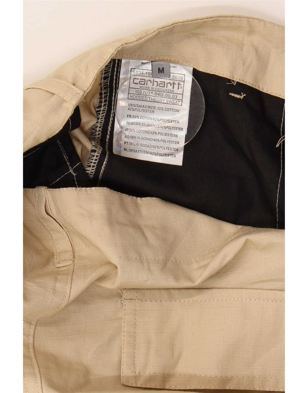 Pantaloni cargo dritti da uomo Carhartt medi W34 L29 cotone beige