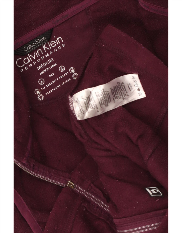 CALVIN KLEIN Gilet da donna in pile con grafica UK 12 Bordeaux medio Poliestere
