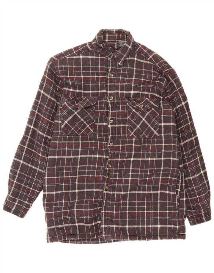 Camicia da uomo in flanella da boscaiolo Wrangler a quadri grigio medio