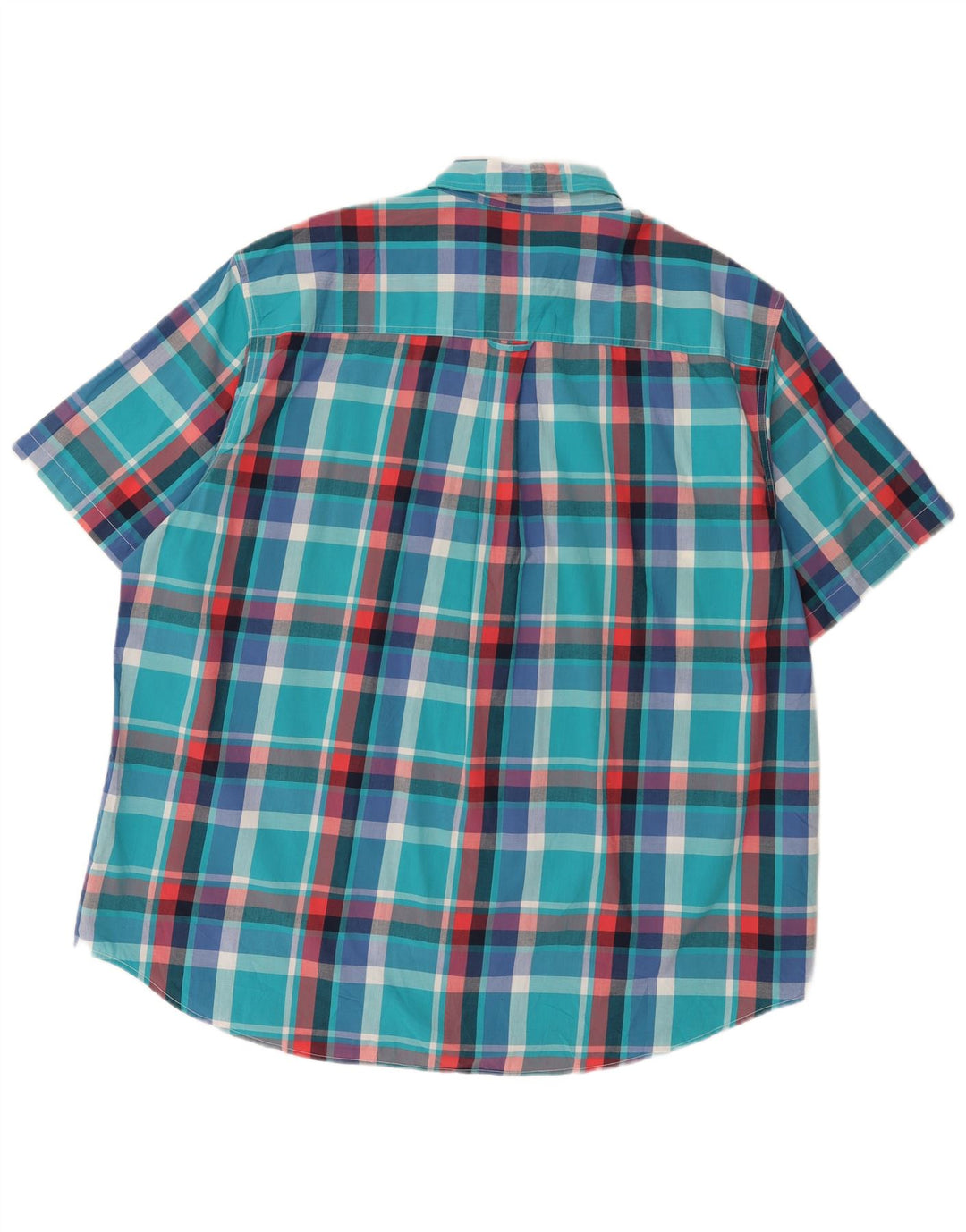 Camicia a maniche corte grande da uomo Chaps 2XL in cotone a quadri blu